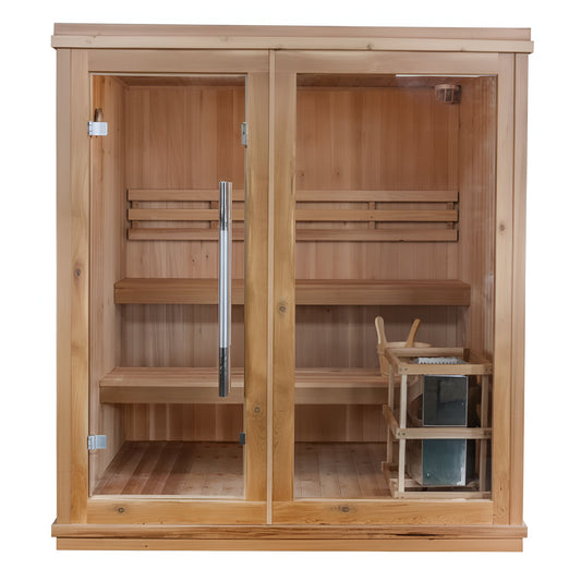 Charleston 4-Person Indoor Traditional Sauna Double Bench Smooth Renewal