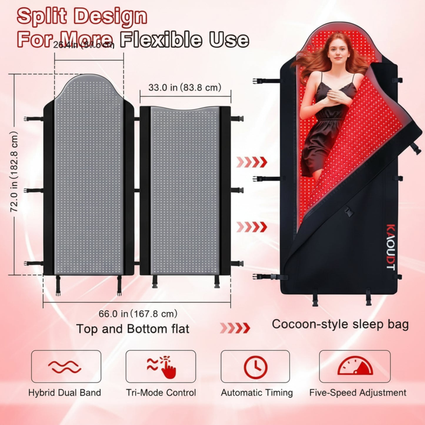 71''X 33'' Red Light Therapy Mat for Full Body Pain Relief, FSA&HSA Eligible Infrared Light Therapy Blanket for Home Use