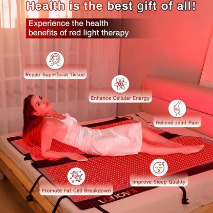 71''X 33'' Red Light Therapy Mat for Full Body Pain Relief, FSA&HSA Eligible Infrared Light Therapy Blanket for Home Use